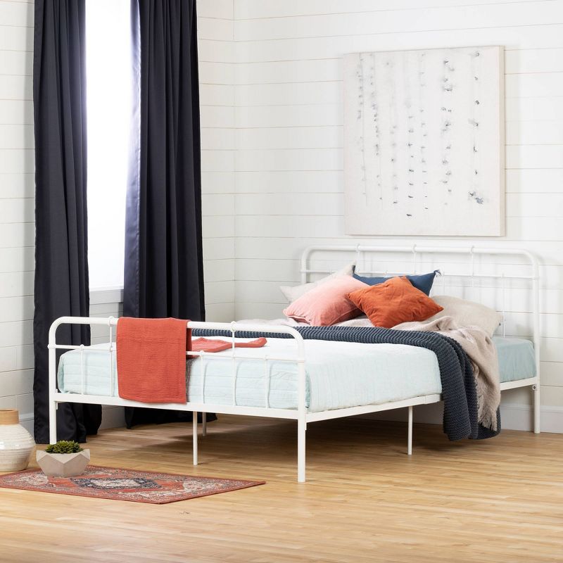 Full Versa Metal Complete Bed Pure White - South Shore