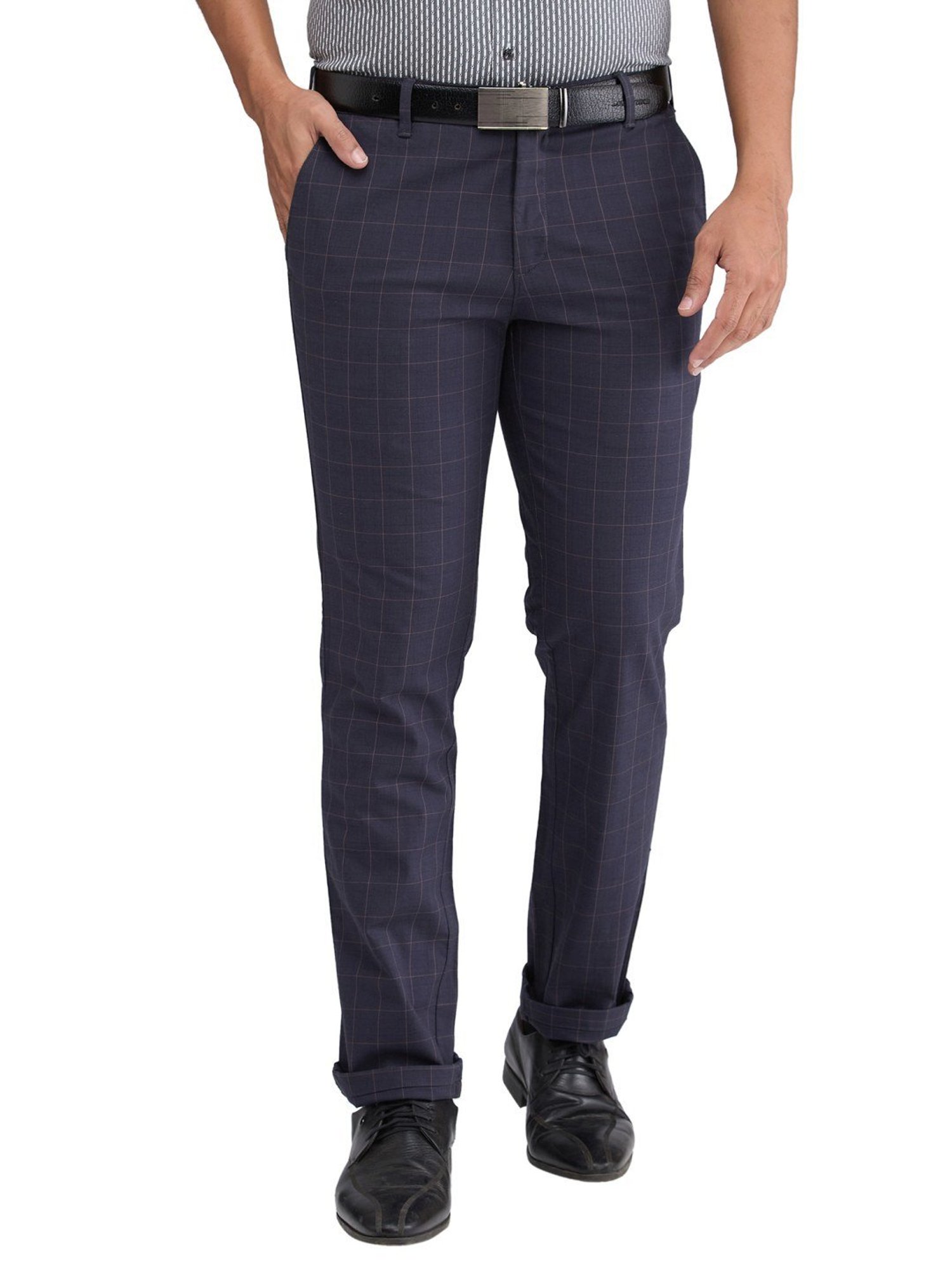 Colorplus Grey Contemporary Fit Checks Trousers