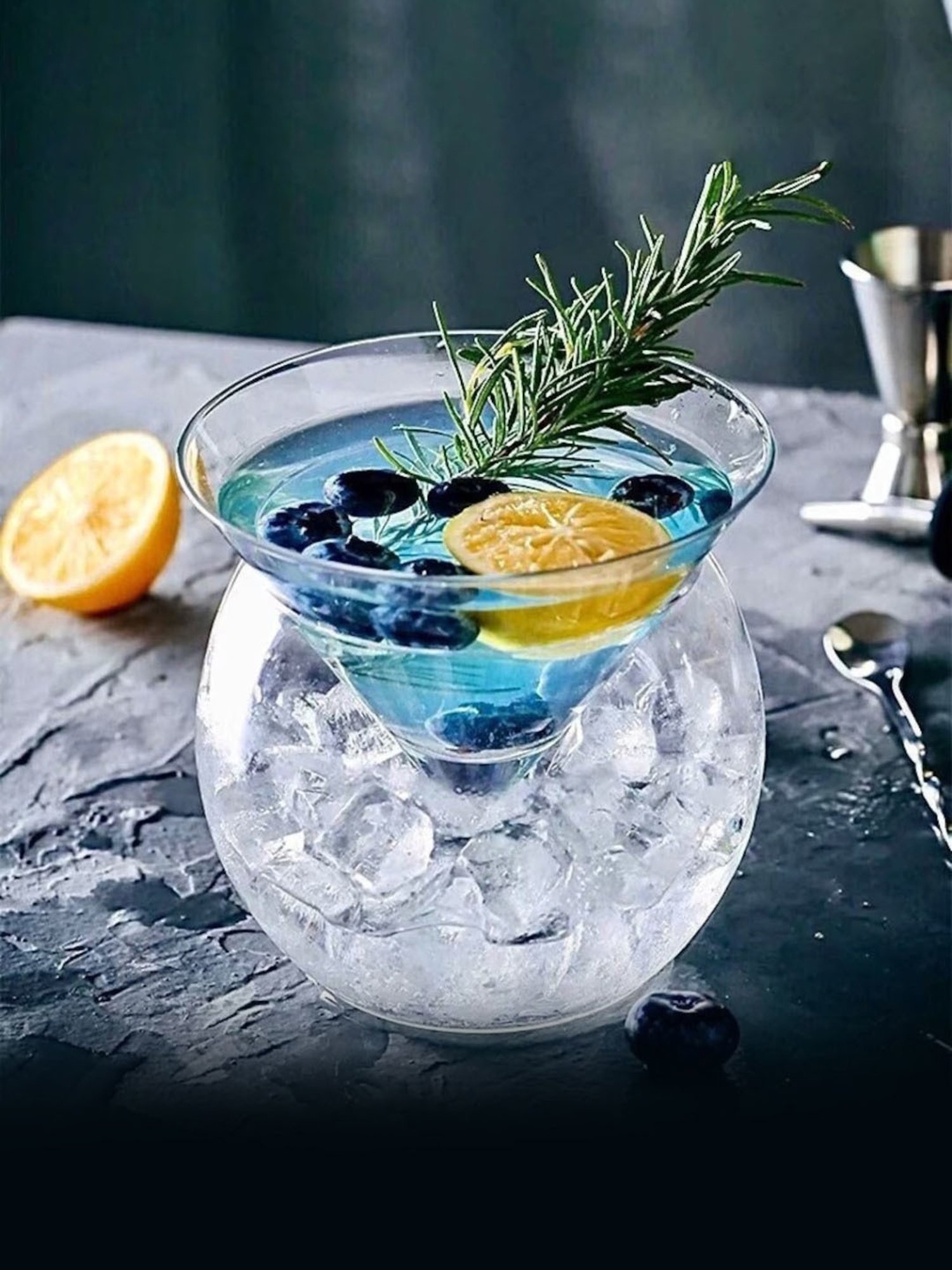 Melbify Chiller Transparent Cocktail Glass with Ice Holder Bowl 250ml - Set of 2