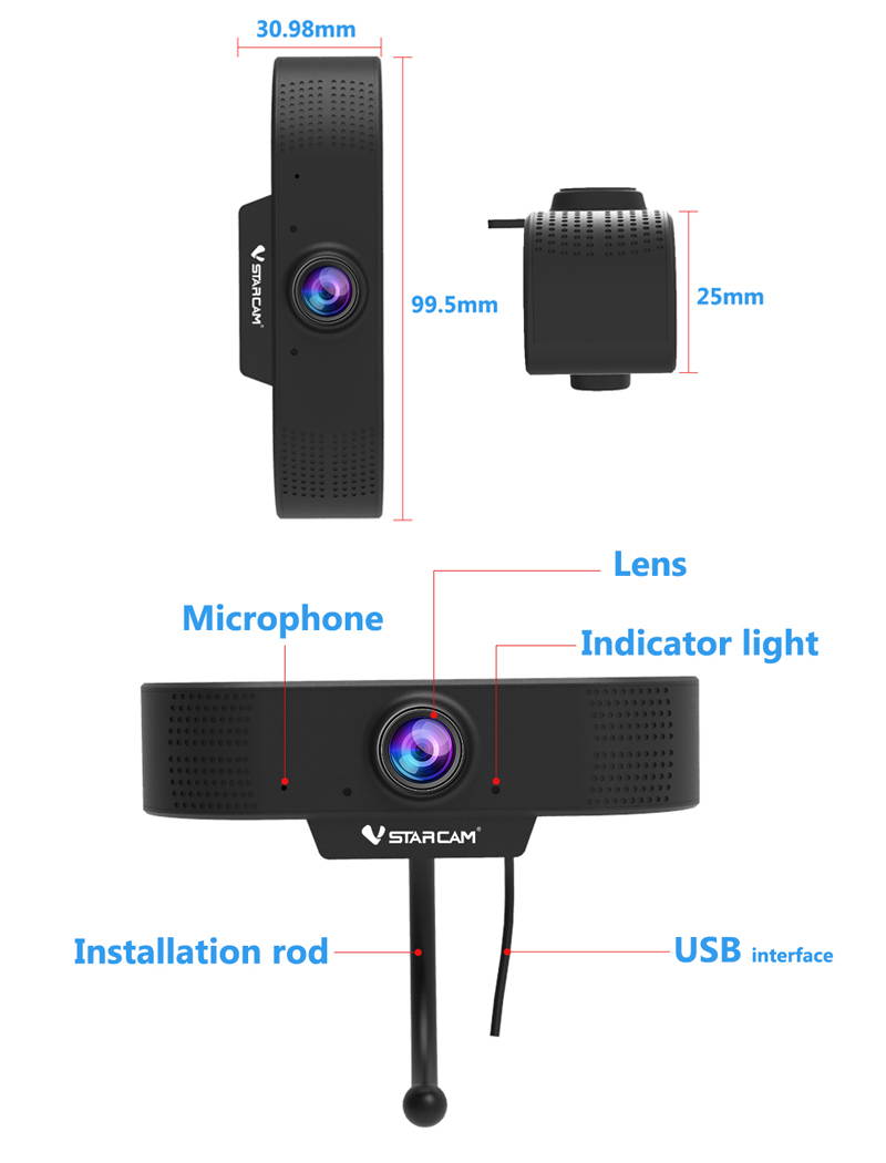 USB HD Webcam, HD Webcam 1080P, Pro Streaming Web Camera with Microphone, Widescreen USB Computer Camera for PC Mac Laptop Desktop Video Calling