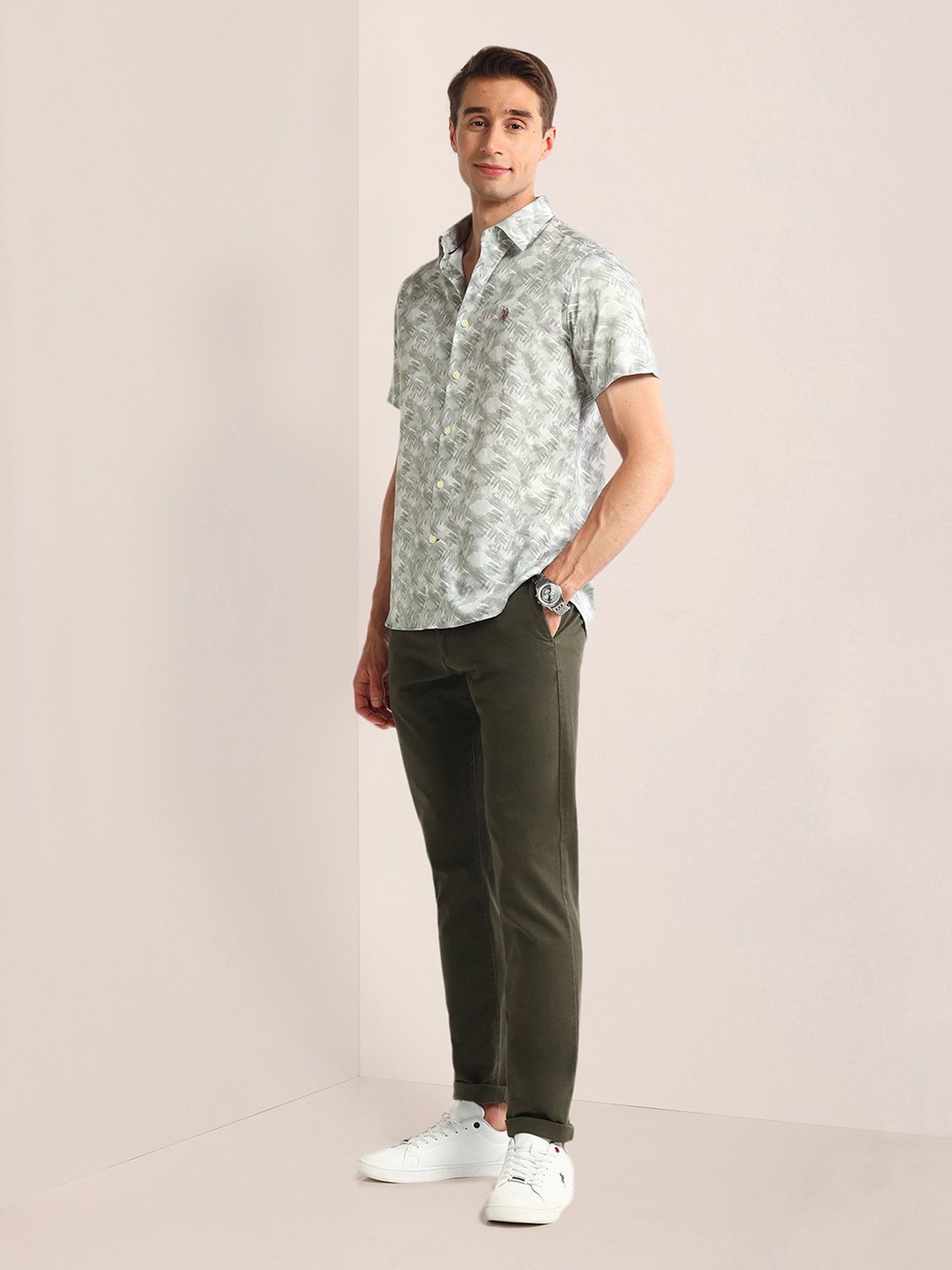 Spykar Blue Cotton Slim Fit Checks Shirt