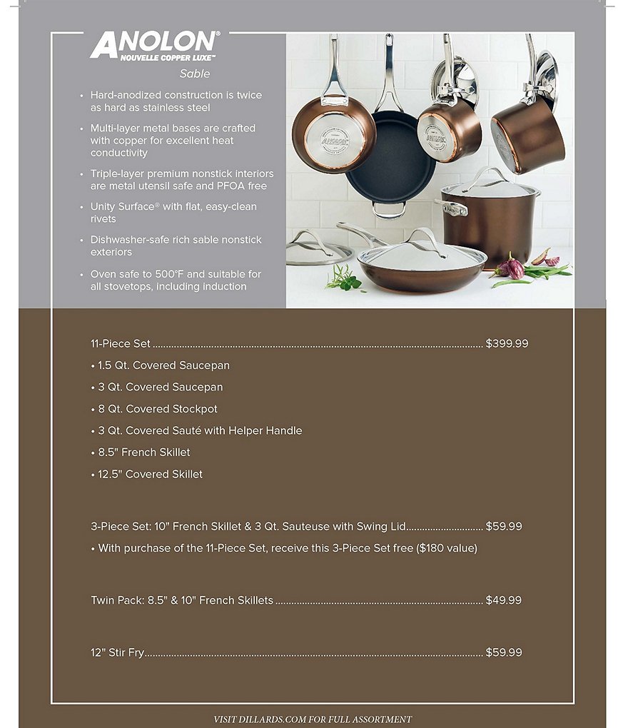 Anolon Nouvelle Copper Luxe Hard-Anodized Nonstick Skillet Twin Pack