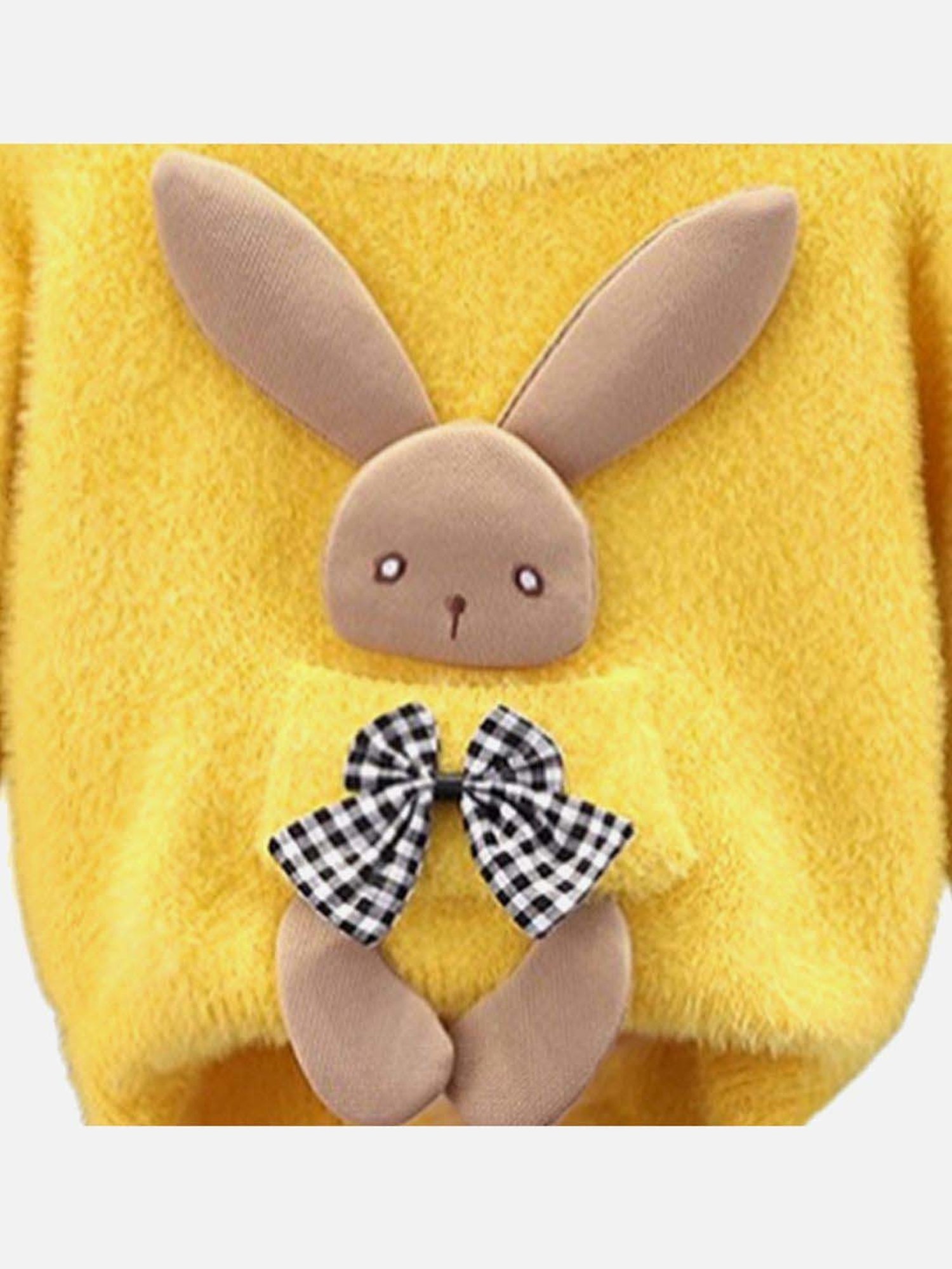 Little Surprise Box 3D Bunny Yellow Applique Full Sleeves Sweater