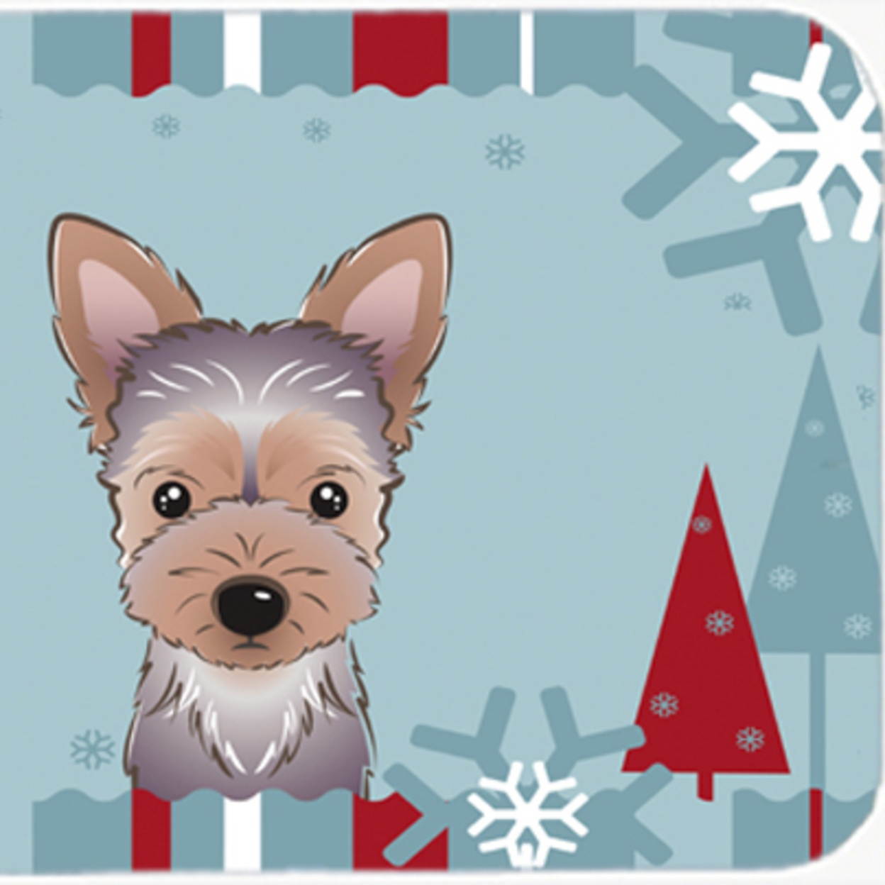 Winter Holiday Yorkie Puppy Mouse Pad, Hot Pad or Trivet BB1728MP