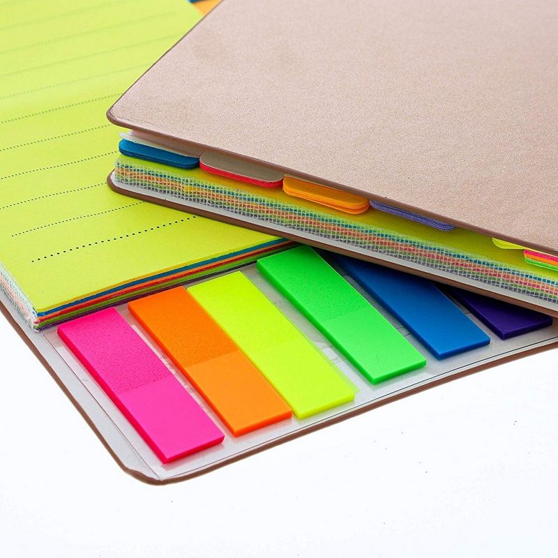 Paper Junkie Neon Colored Sticky Notes Page Marker Tabs Index Dividers Notebook (2 Pack)