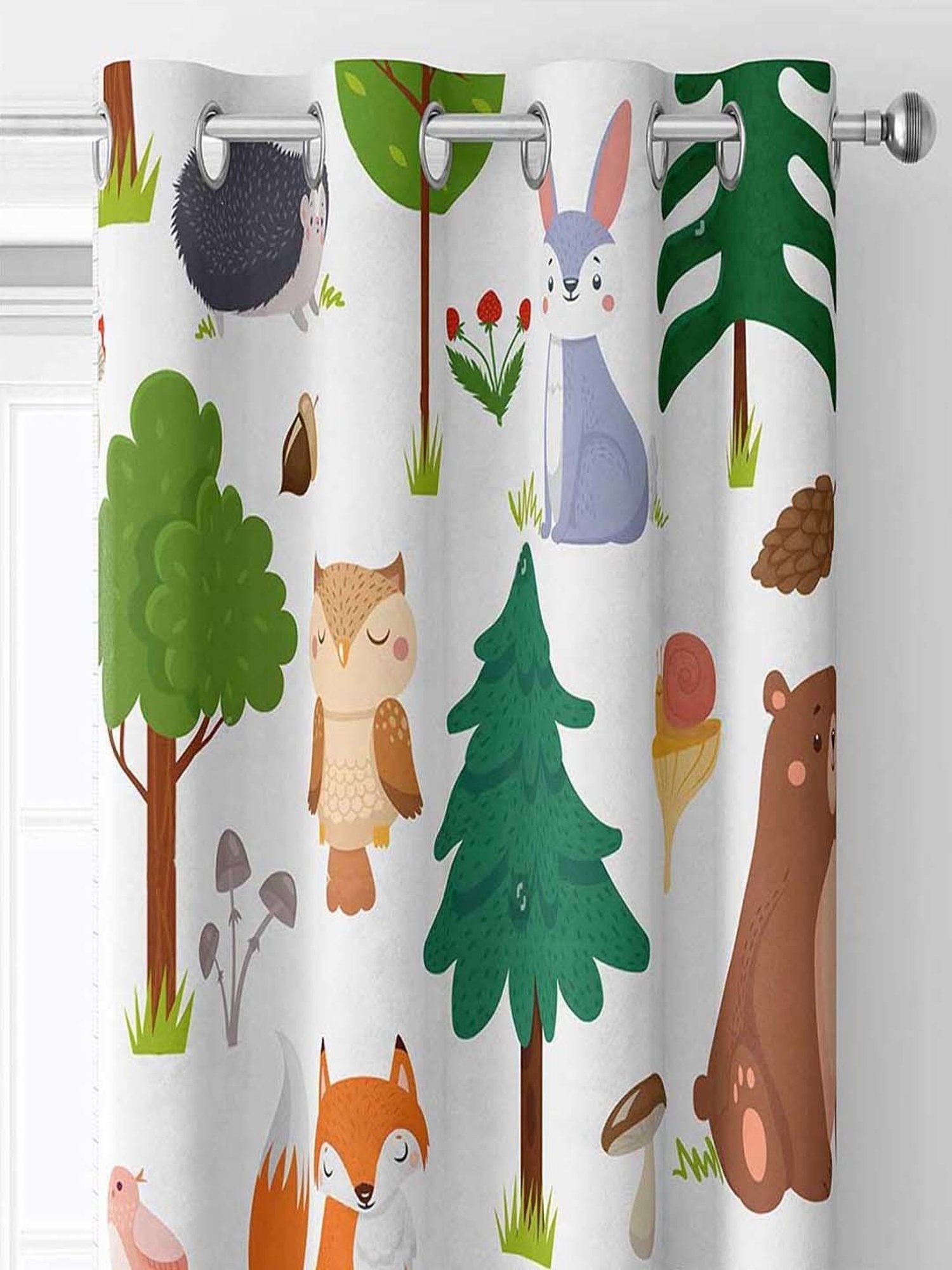 Urban Space Multicolor Polyester Window Curtain With Tieback & Eyelet