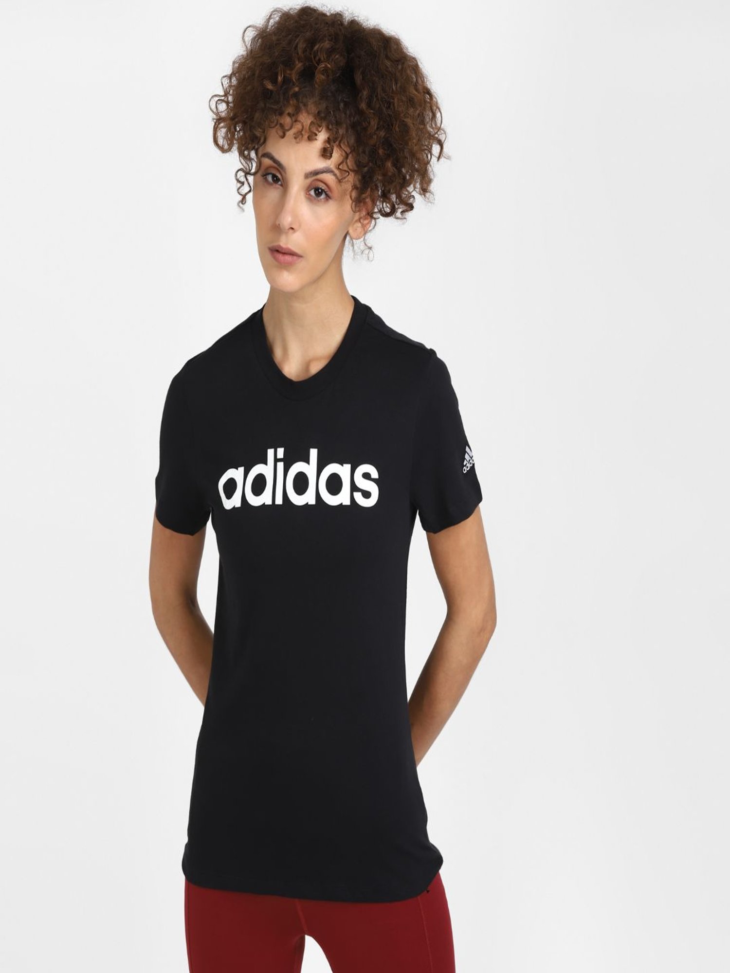 Adidas Black Graphic Print W LIN T-Shirt