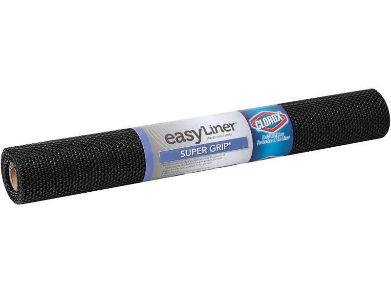 Duck Brand 284150 Super Grip Easy Liner Shelf Liner with Clorox Mold and Mildew Protection, 20 inches x 6-Feet, Black