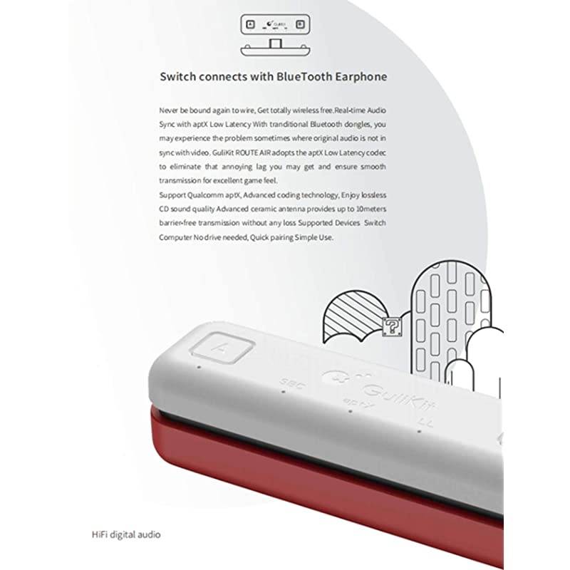 Switch amp Switch Lite Bluetooth Adapter PS4 PC APTX Low Latency Wireless Transmitter Receiver with AB Dual Paring for Airpods QC35 etc Bluetooth Headphone SpeakersWhite