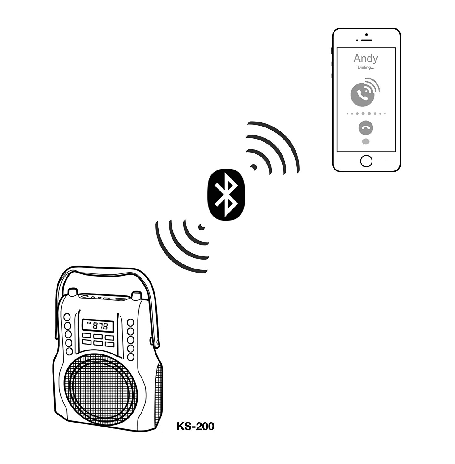 KORAMZI  Karaoke Portable Rechargeable Boombox with Bluetooth, FM Radio, AUX In (Red) KS-200RD