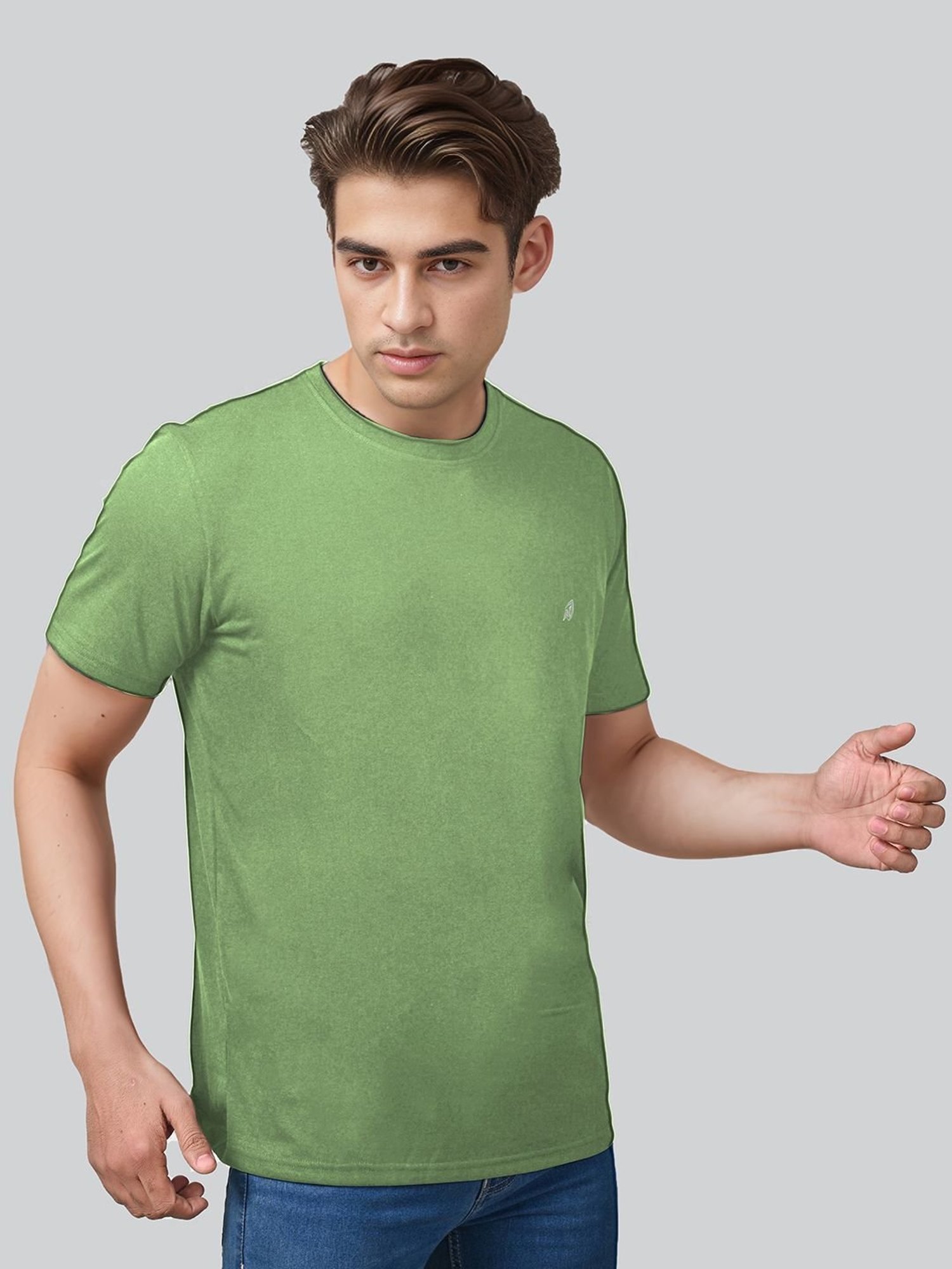 Lux Nitro Grey & Green Regular Fit T-Shirt