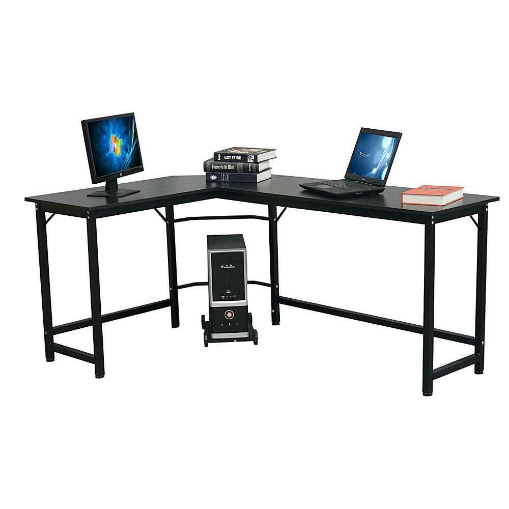 L-Shaped Desk Corner Computer Gaming Laptop Table Workston Home Office Black