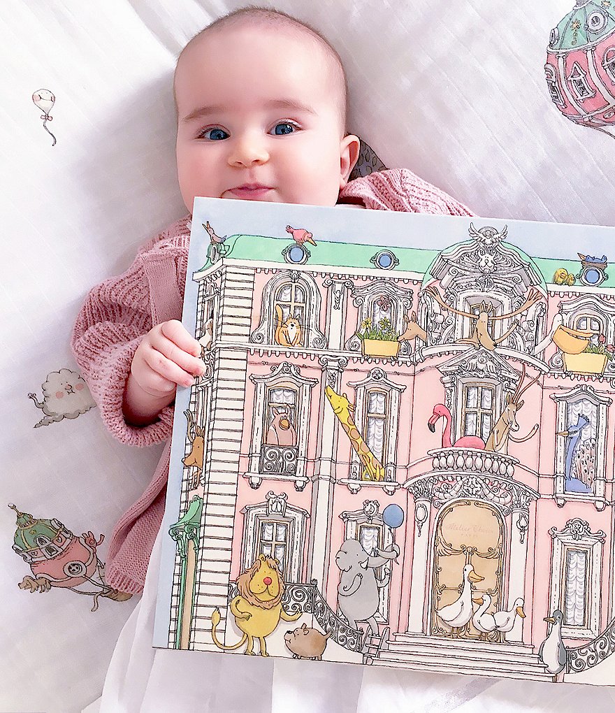 Atelier Choux Paris Organic Cotton Baby Carousel Swaddle Blanket with Gift Box