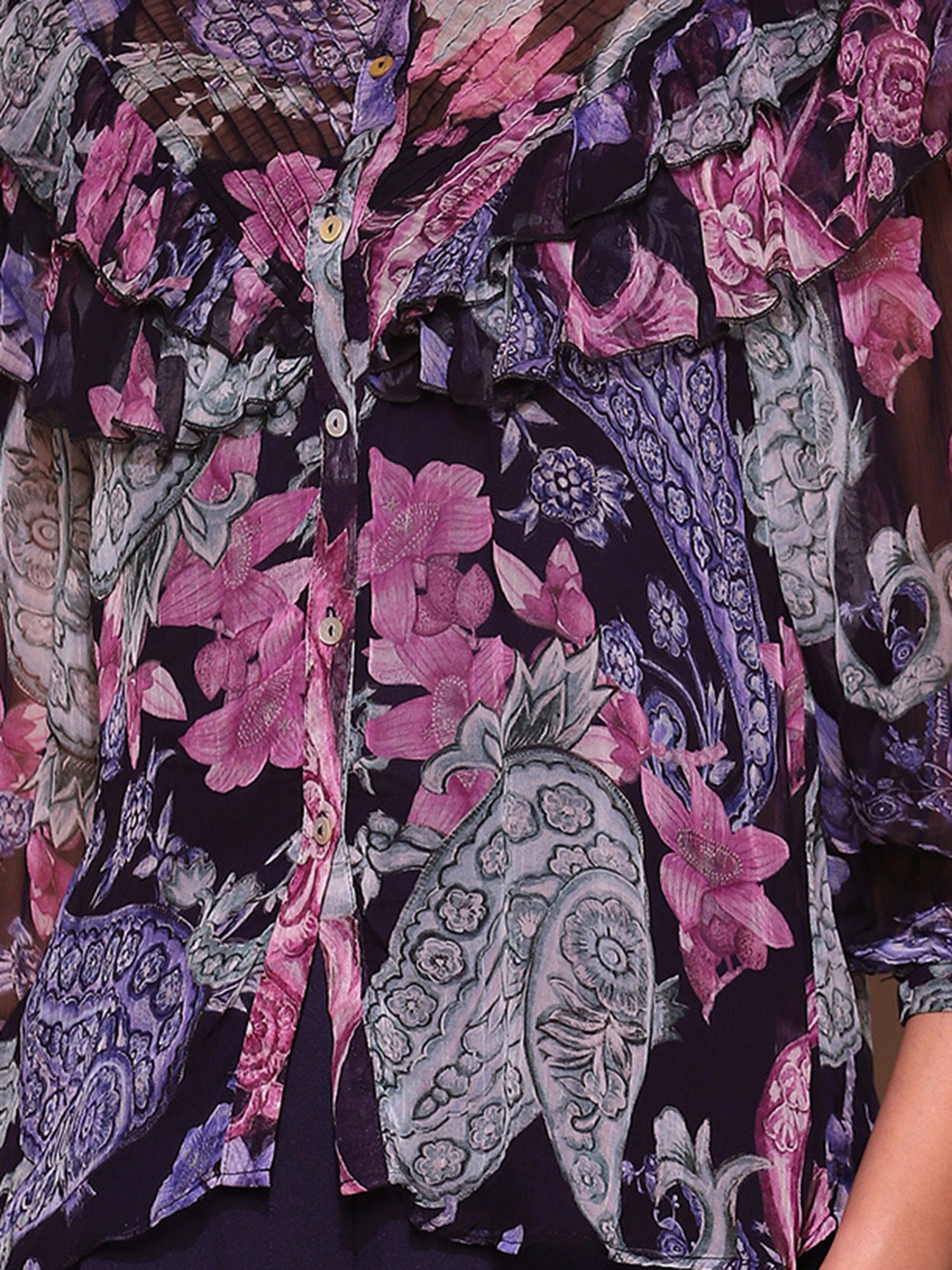 Label Ritu Kumar Navy Floral Print Top