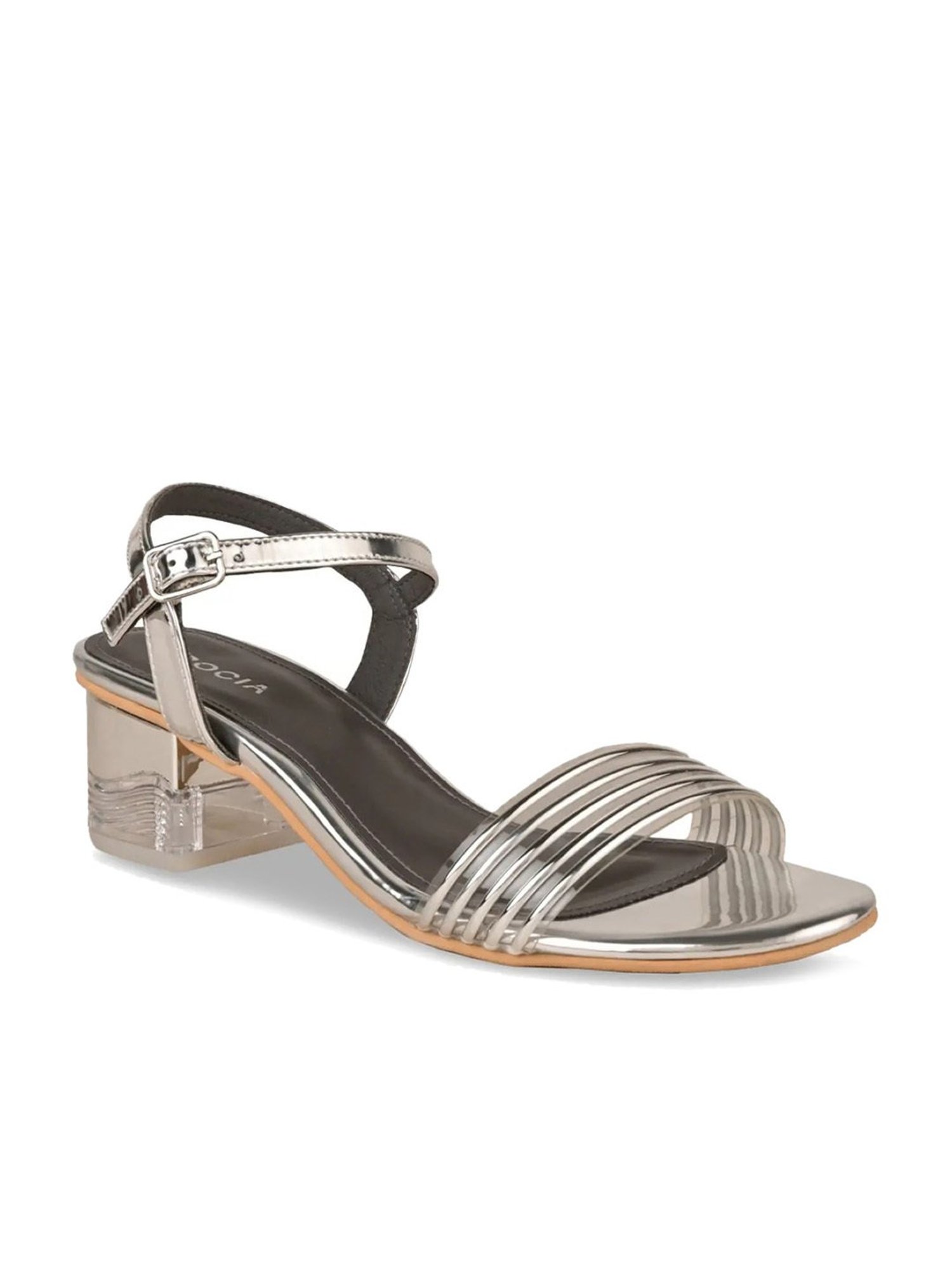 Rocia by Regal Women's Silver Ankle Strap Sandals
