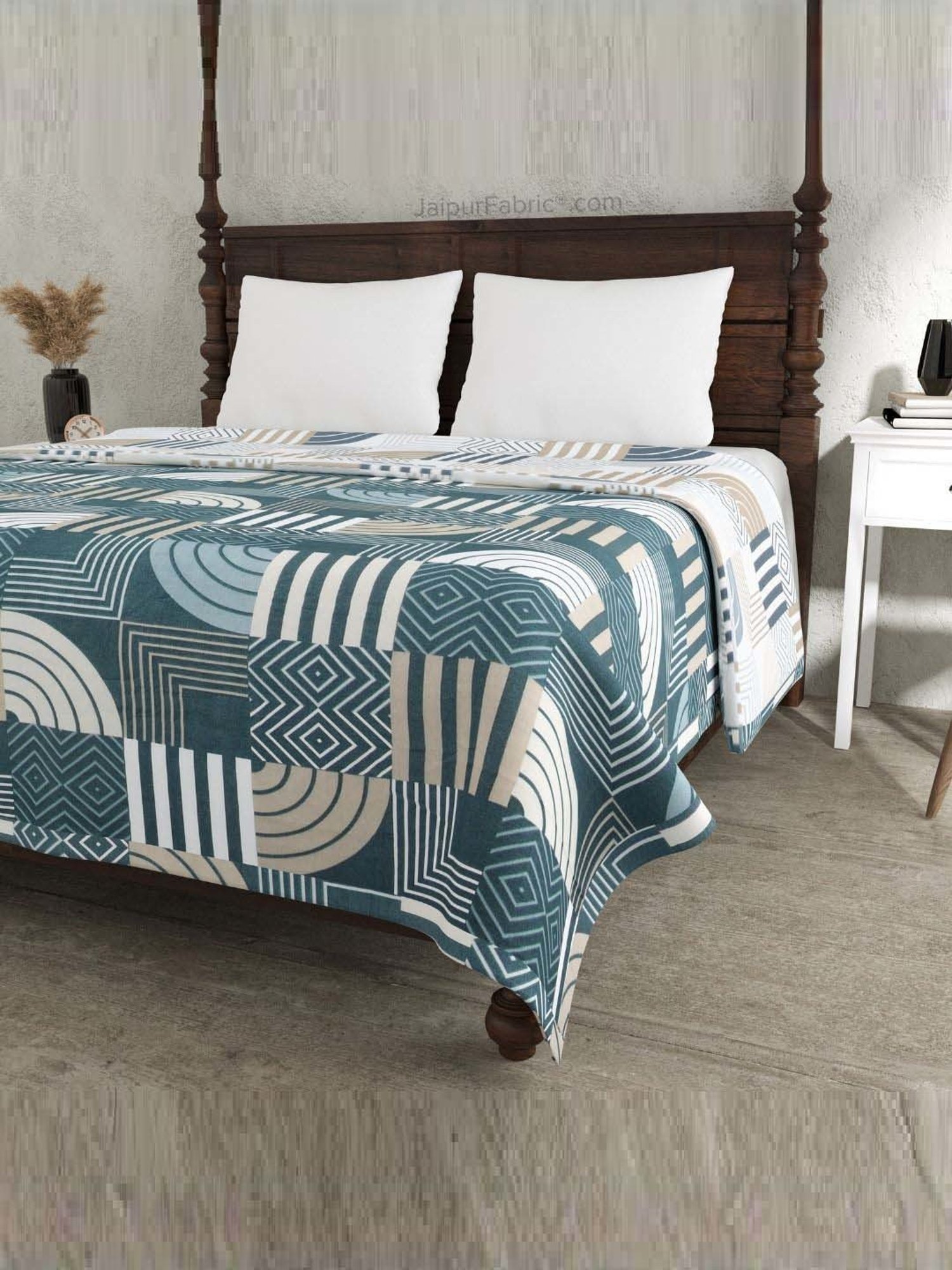 JaipurFabric Pine Green Mulmul Cotton 150 GSM Reversible Ac Dohar