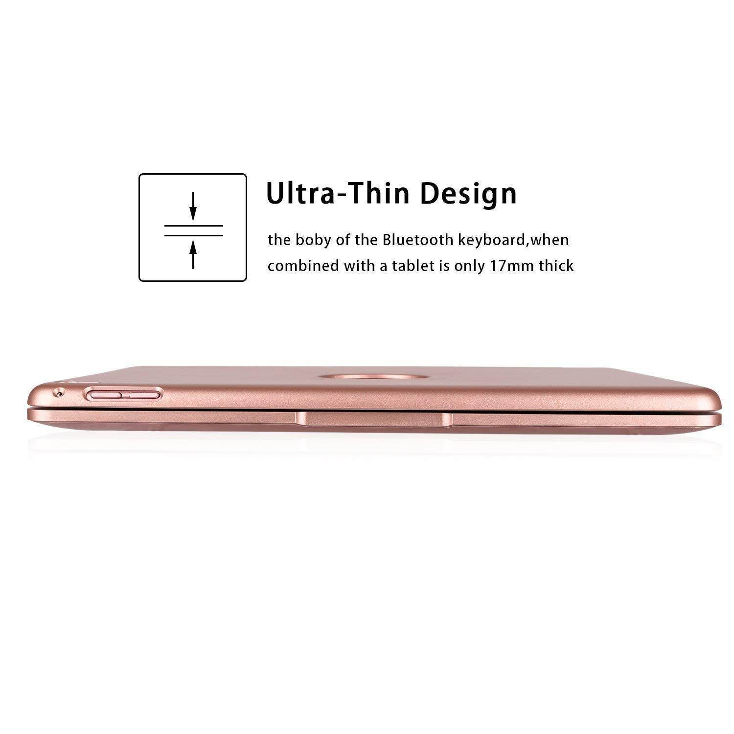 iPad Keyboard Case for iPad Pro 9.7 Inch, New 2018 iPad, 2017 iPad, iPad Air 1 and 2 Bluetooth Keyboard with 130&deg; Smart Folio Hard Back Cover, Ultra Slim, Auto Wake and Sleep (Rose Gold)