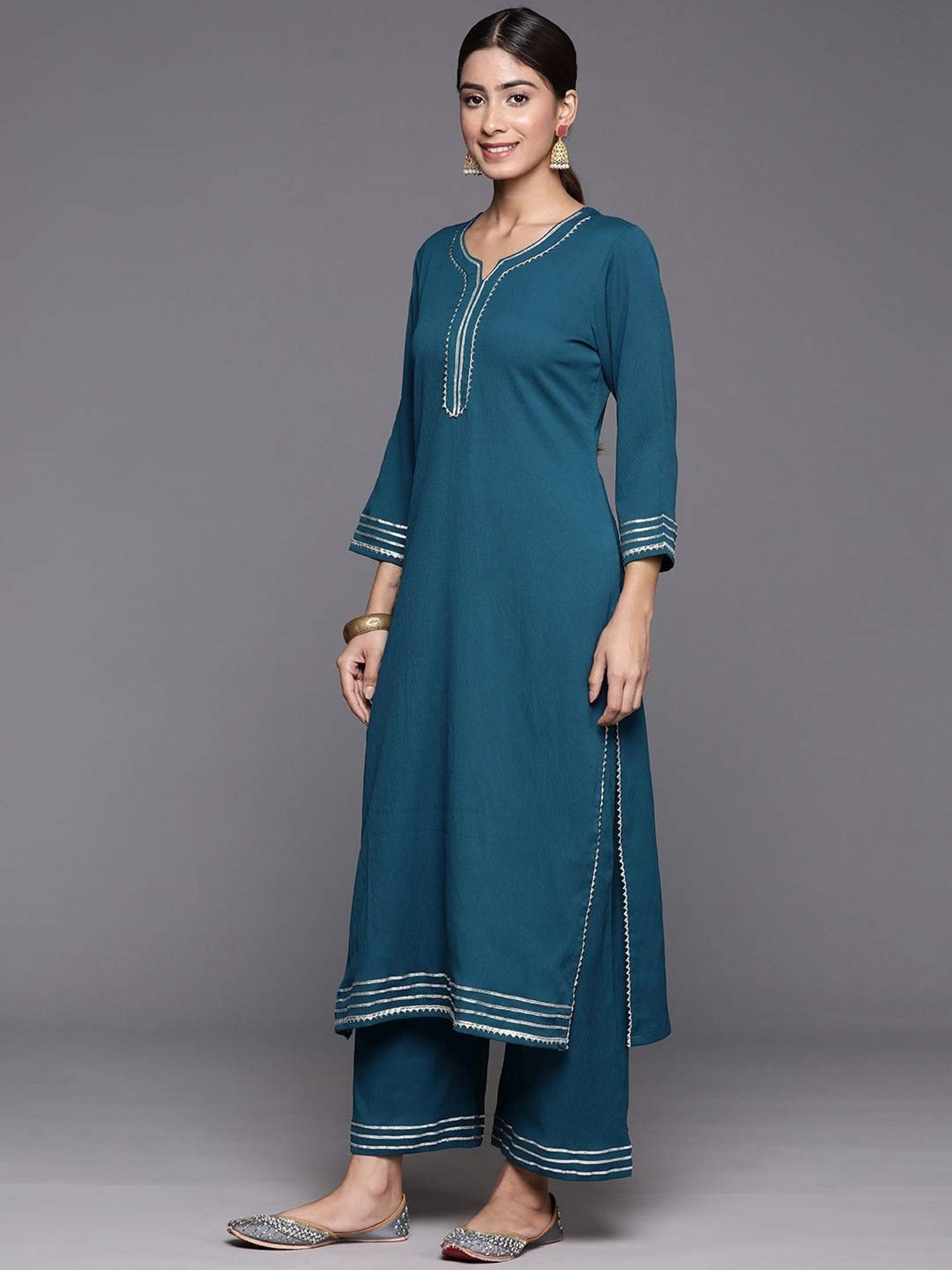Varanga Blue Kurta Pant Set With Dupatta