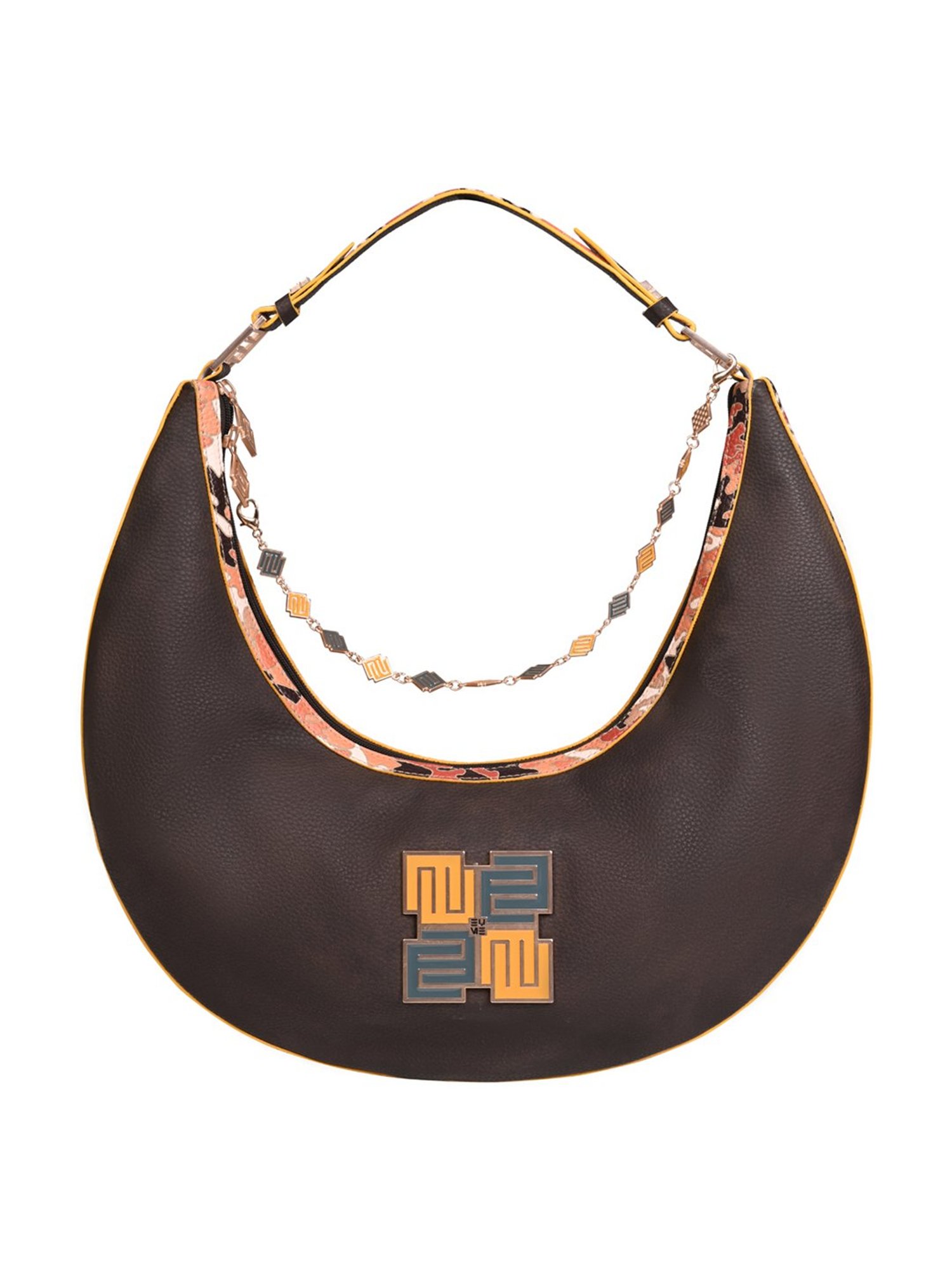 Eume Cinnamon Choco Brown Camo Vegan Leather Hobo Shoulder Bag