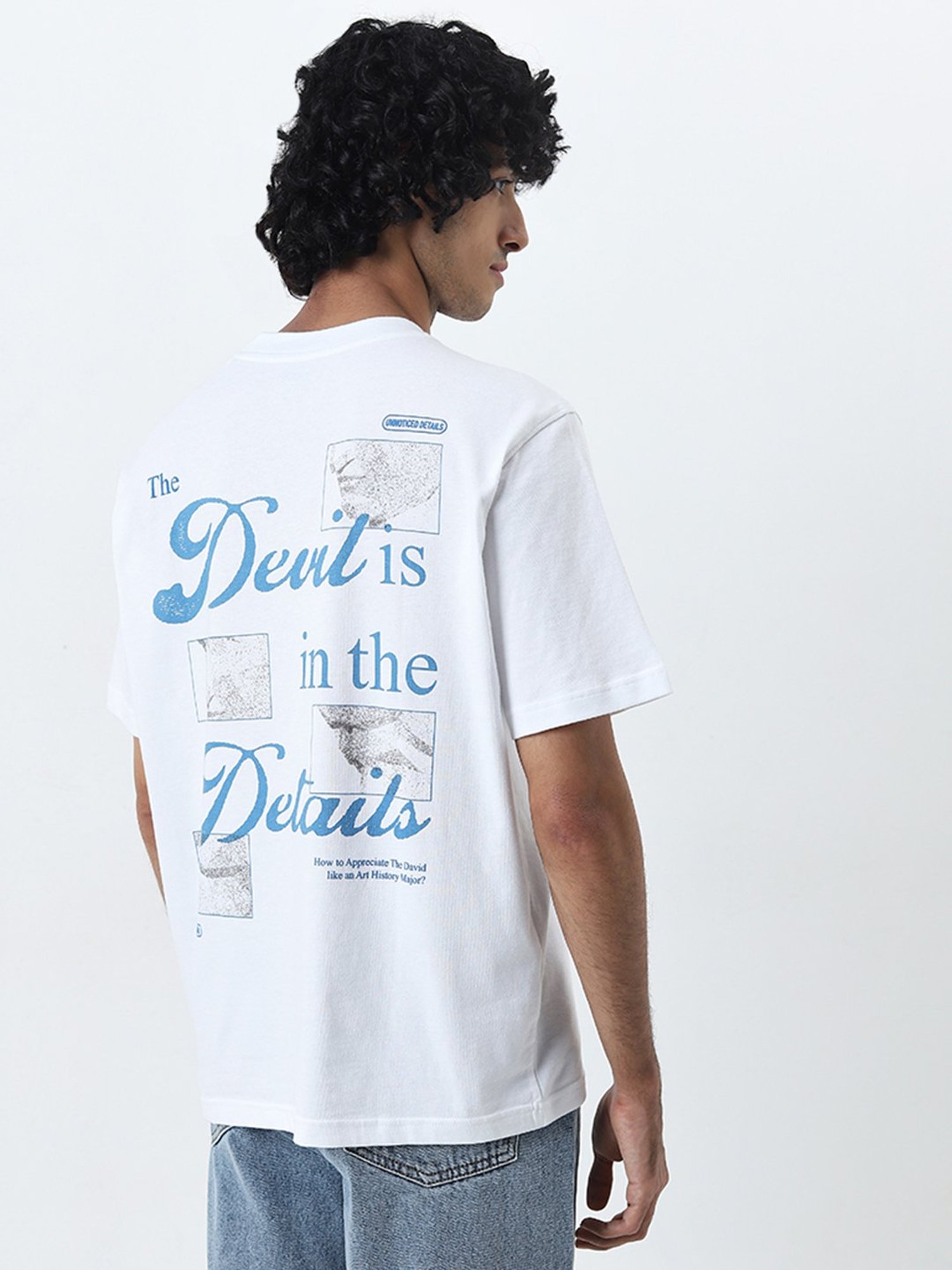 Nuon by Westside White Graphic Printed Relaxed-Fit Cotton T-Shirt