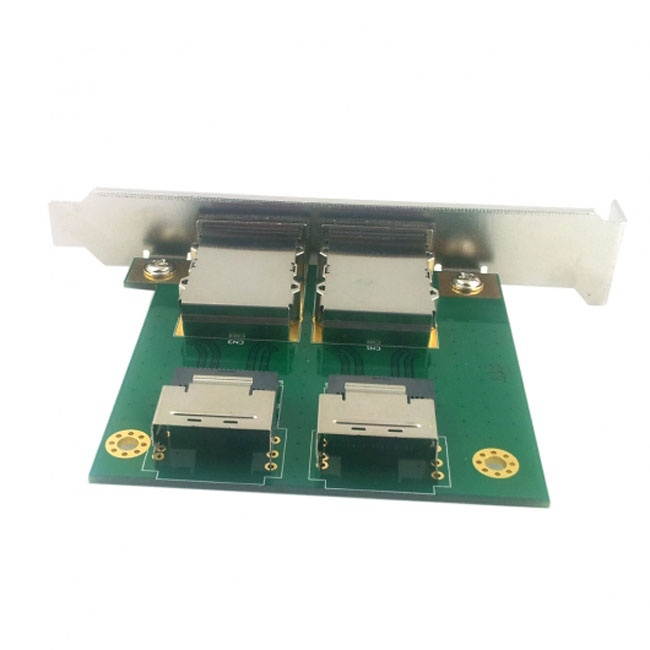 FVH Dual Ports Mini SAS SFF-8088 To SAS 36Pin SFF-8087 PCBA Female Adapter With PCI Bracket SF-035