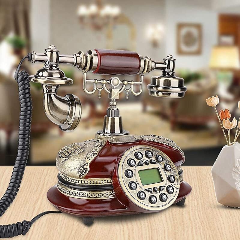Decoration LandlineRetro Style Resin Material Landline Office Telephone Desk Phone Home Decorative TelephonesAutomatic Detection of FSK and DTMF Caller ID1 Set of Automatic IP
