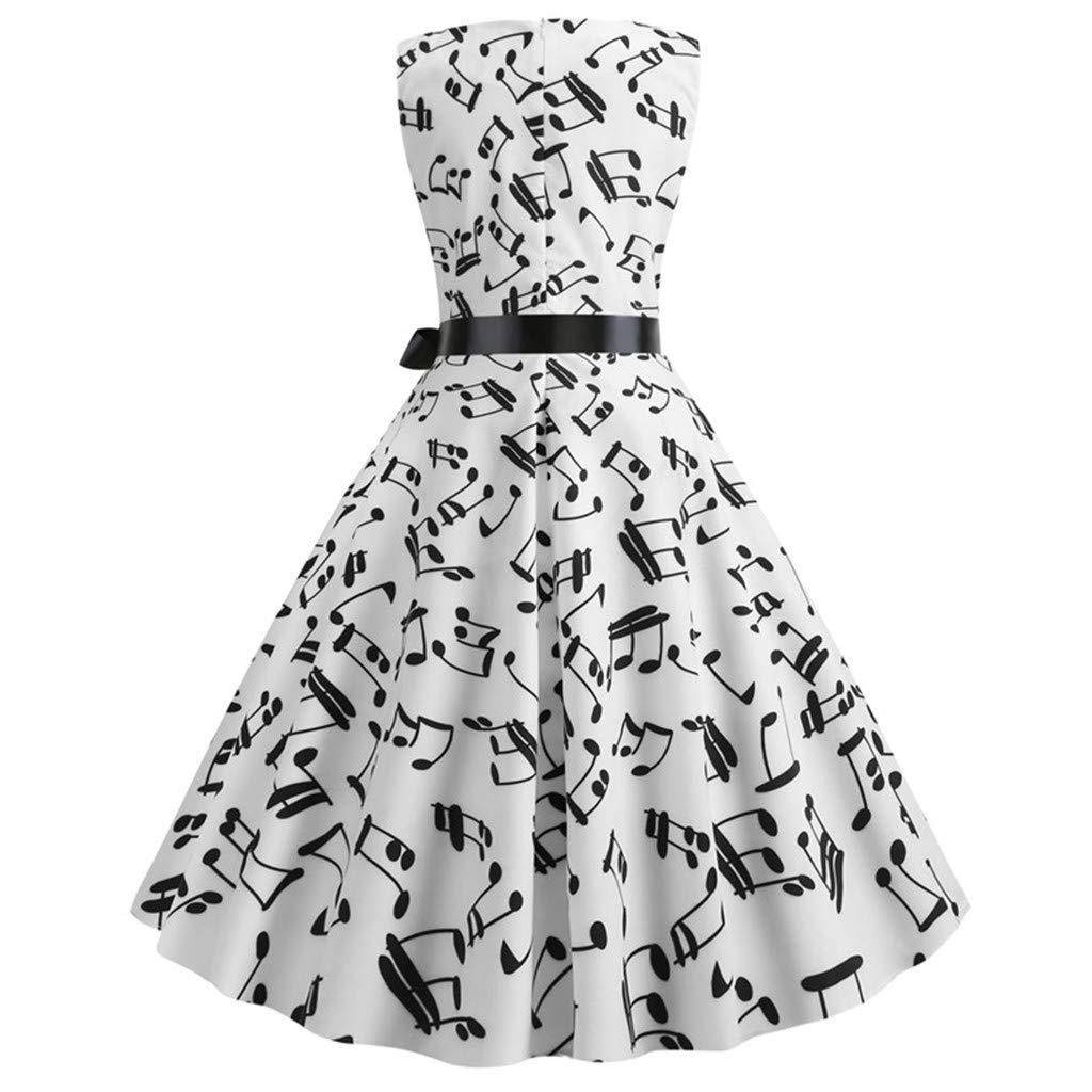 Prom Dresses for Women,Women Vintage 1950s Retro Print Sleeveless Casual Evening Party Prom Swing Dress