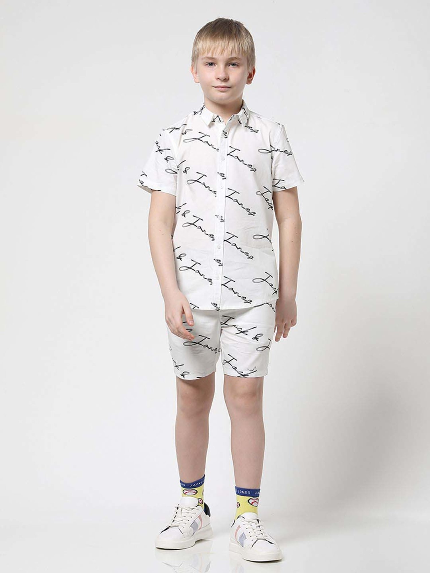 Jack & Jones Junior White Cotton Printed Shirt