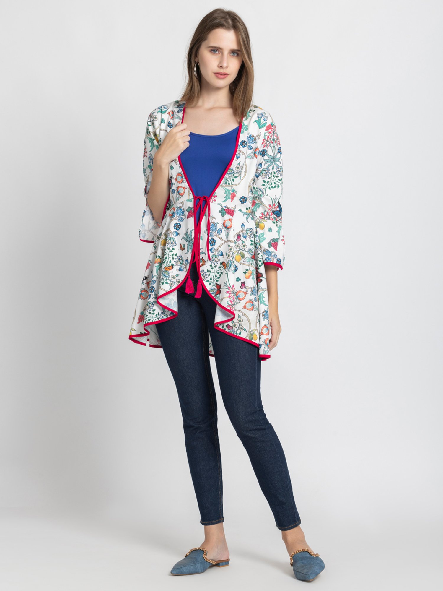 Akkriti by Pantaloons Off-White Self Pattern Shrug