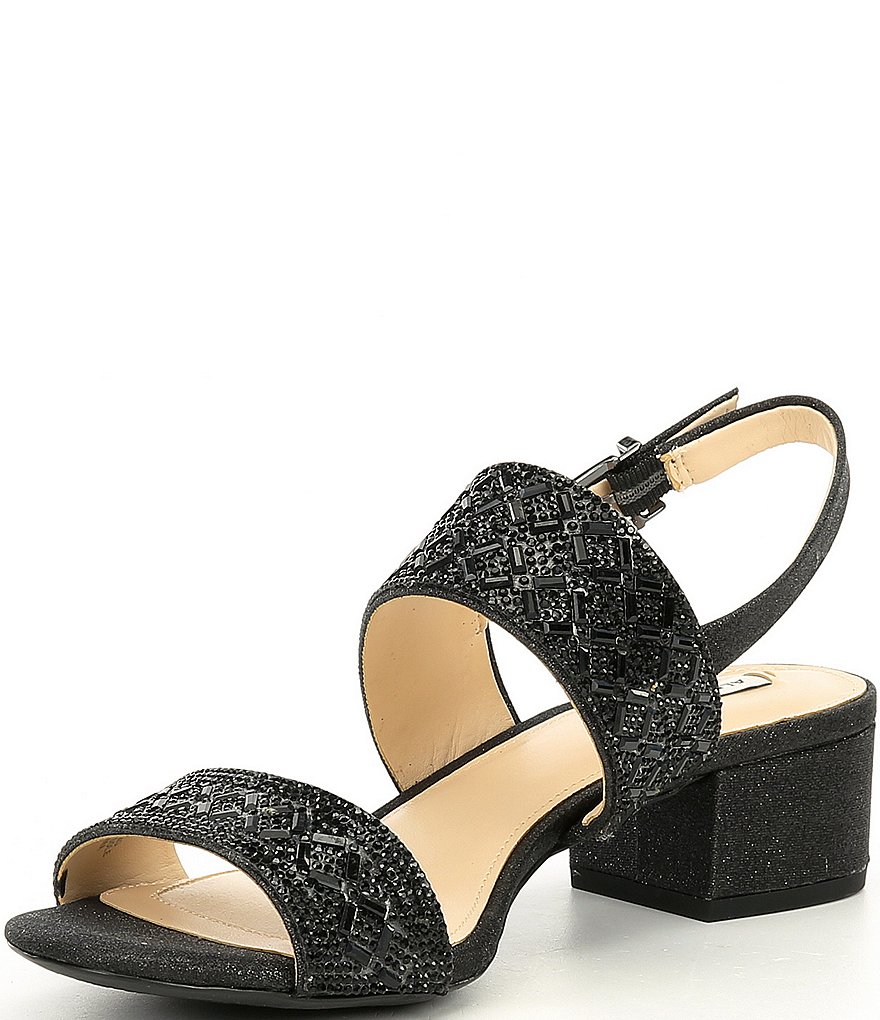 Alex Marie CalinaTwo Rhinestone Block Heel Sandals