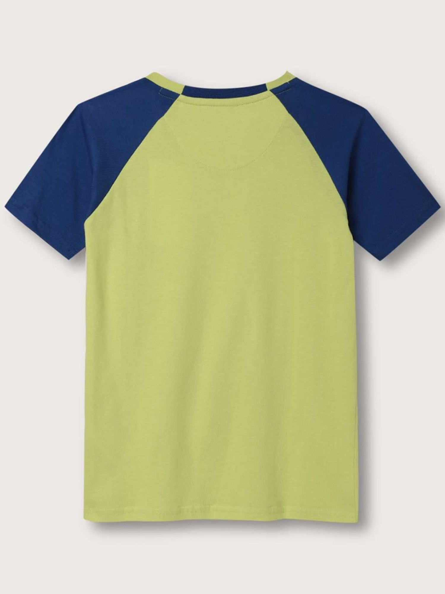 Blue Giraffe Boys Green & Blue Cotton Printed T-Shirt