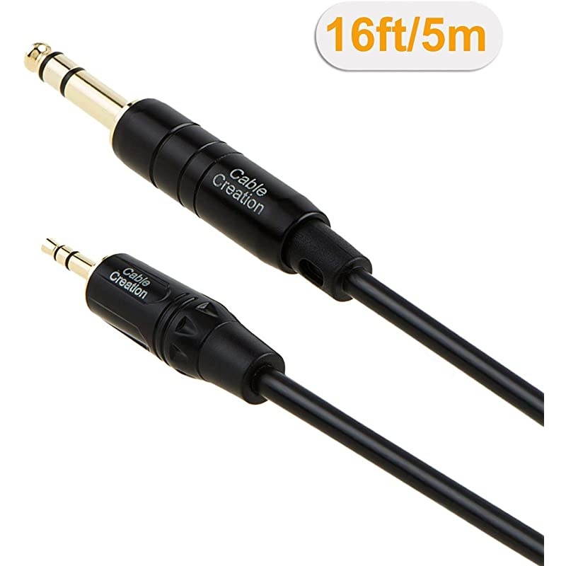 Gold Plated 35mm 18 Male Stereo to 635mm 14 Male Stereo Audio Cable 5 MetersBlack