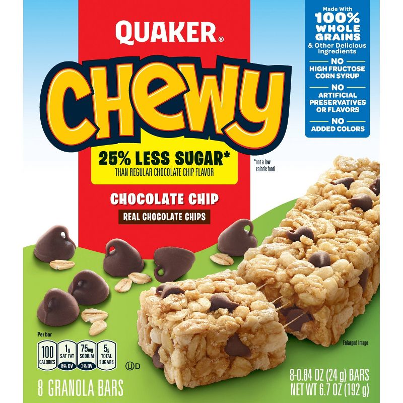 Quaker Chewy Low Sugar Chocolate Chip Granola Bars - 8ct
