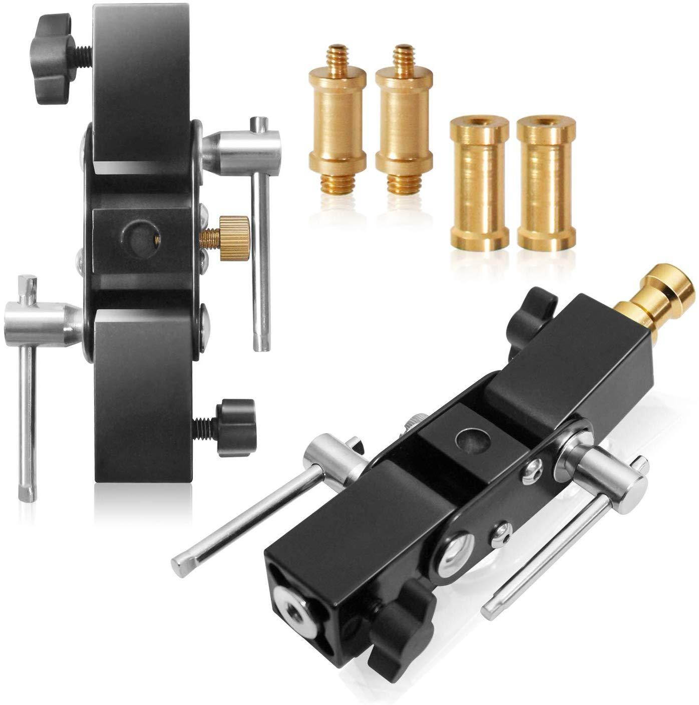 Julius Studio [2-Pack] Flash Shoe Bracket 5-inch Tall Multi Functional Including Umbrella Reflector Holder, Light Stand Tripod Mount, 1/4, 3/8 Inch Male, Female Thread, Photo Studio, JSAG564