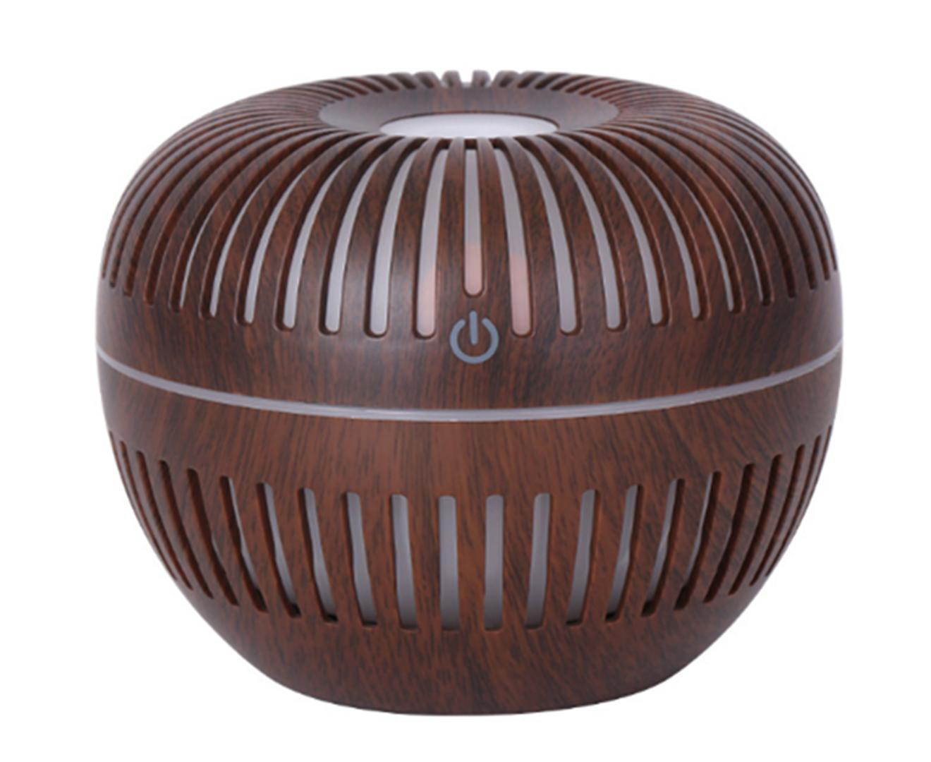 Select Mall 130ml Small Capacity Hollow Humidifier Desktop Car Wood Grain Purifier with Colorful Atmosphere Lamp-Brown