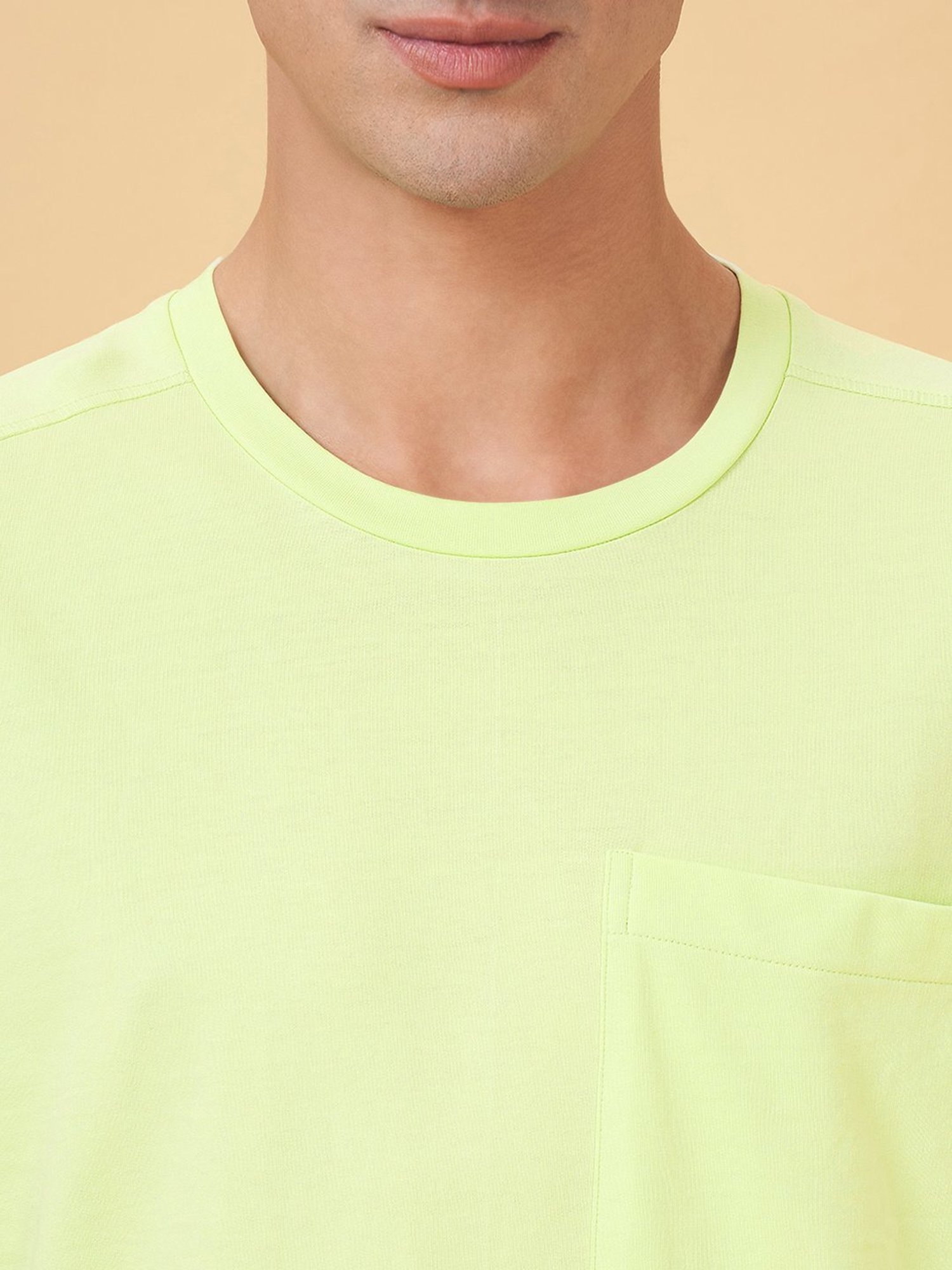 Street 808 By Pantaloons Lime Cream Cotton Loose Fit Printed T-Shirt