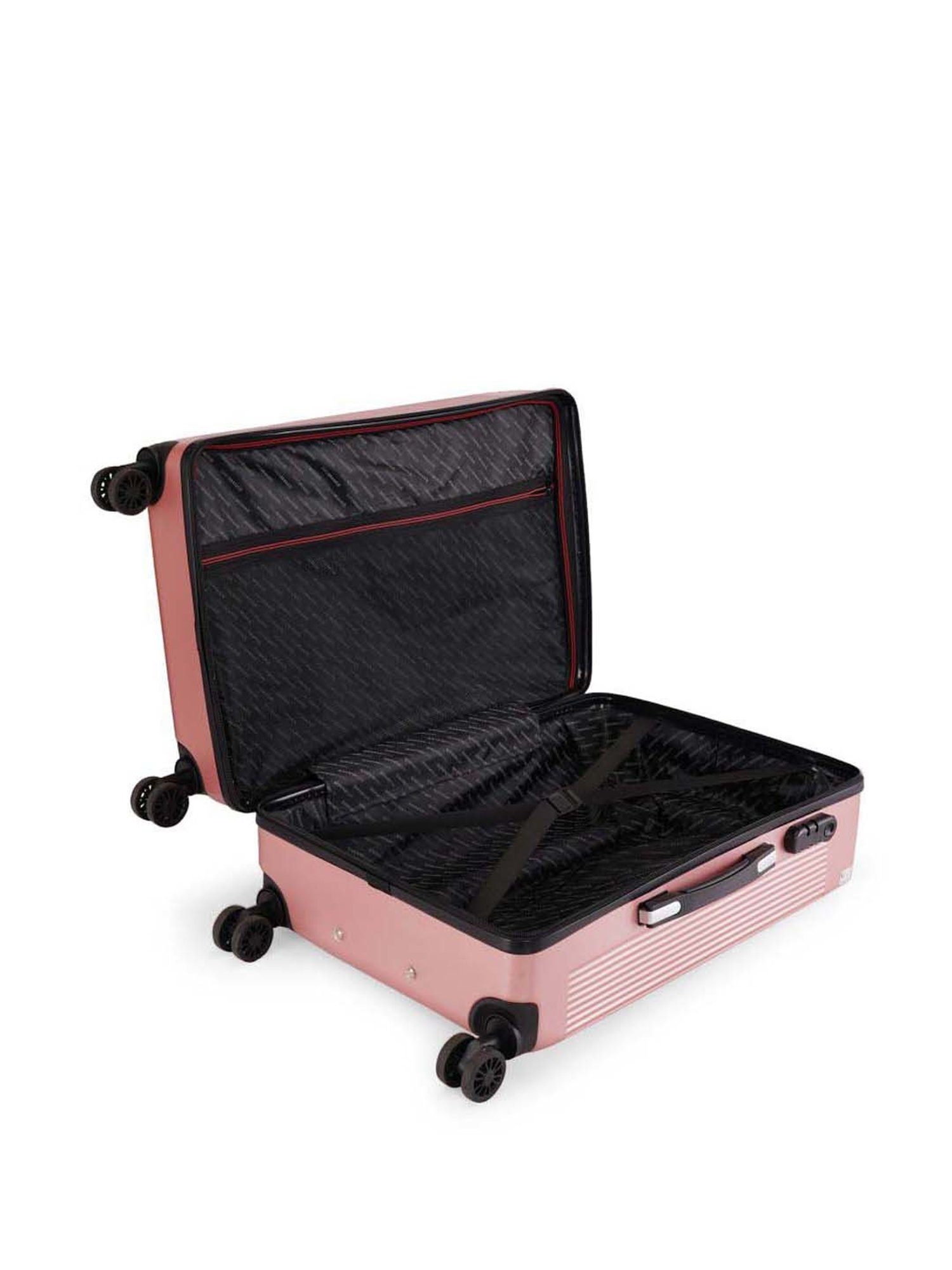 Swiss Brand Geneve Rose Gold Checked 4 Wheel Medium Hard Checked Trolley 66cm