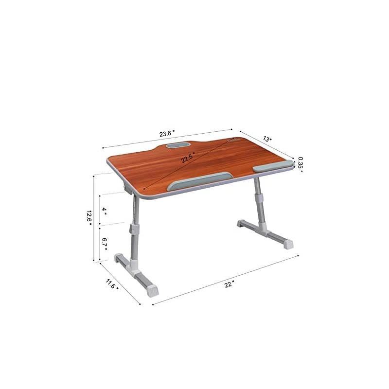 Laptop Stand  Foldable Laptop Table wTop Handle Adjustable Height Desk Serving Tray on Couch Standing Dining Table on Sofa Ideal for Reading Working Studying American CherryLarge