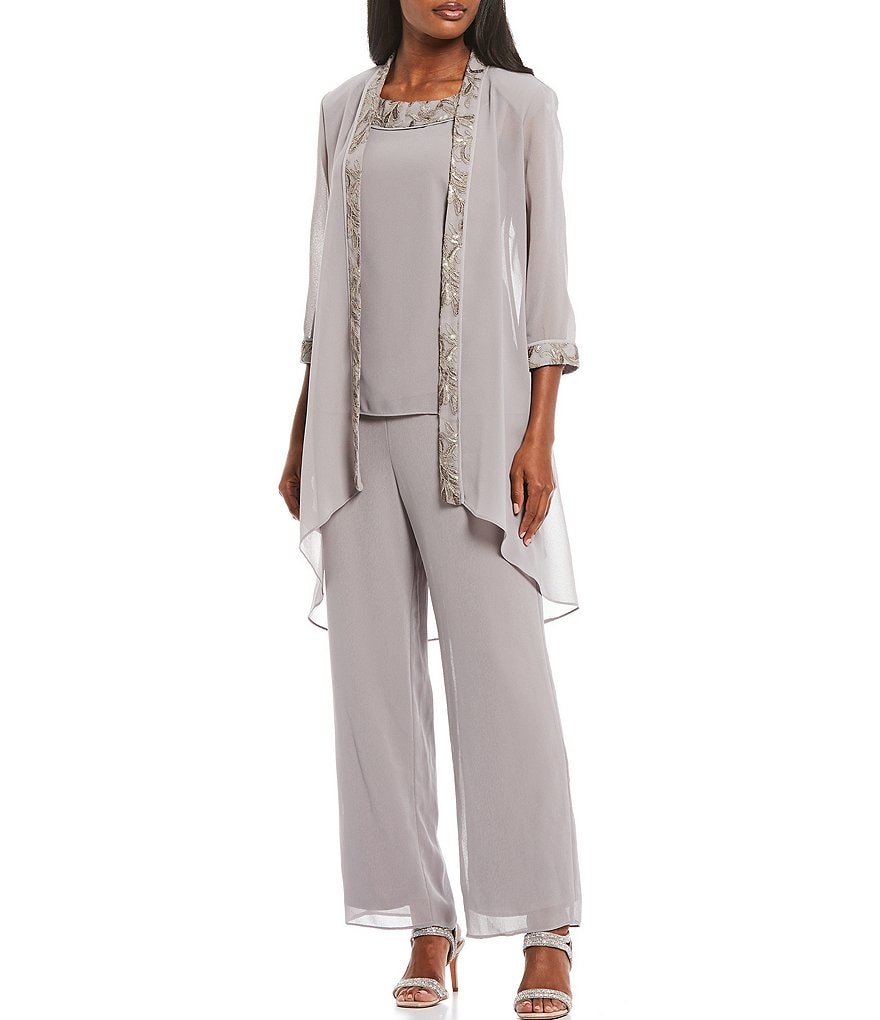 Le Bos 3-Piece Embroidered Sequin Trim Pant Set