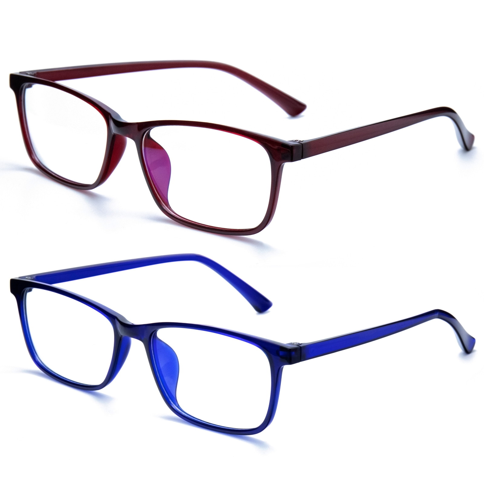 Blue Light Blocking Glasses-2 Pack Computer Gaming Lightweight Square Eyeglasses Frame Filter Blue Ray Anti EyeStrain Eyewear for Women and Men