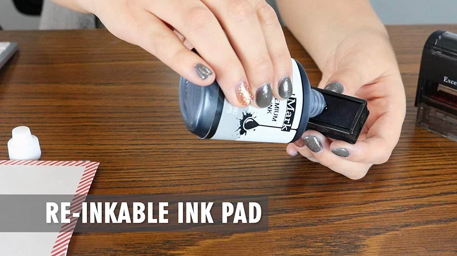 ExcelMark Confidential Self Inking Rubber Stamp - Red Ink with 5cc Refill Ink