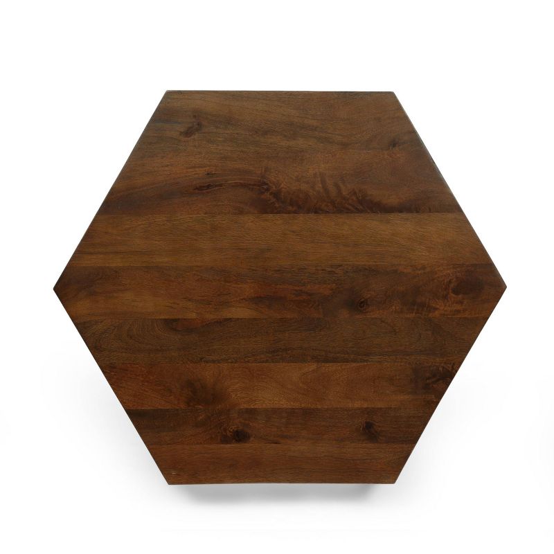 Missoula Contemporary Handcrafted Mango Wood Hexagonal Coffee Table Honey Brown - Christopher Knight Home