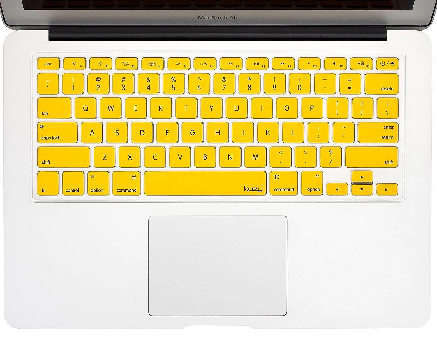 Kuzy AIR 11-inch Keyboard Cover for MacBook Air 11.6" Models: A1465 & A1370 Silicone Skin - Yellow