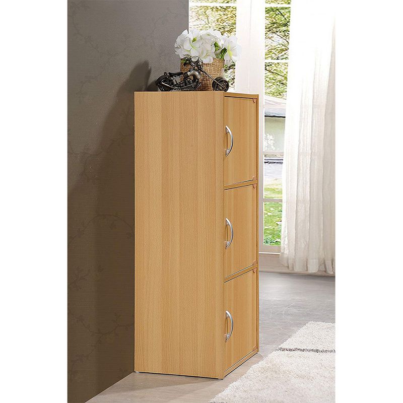 Hodedah 3 Door Enclosed Multipurpose Storage Cabinet for Home or Office, Beech