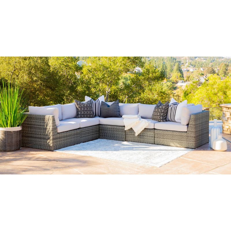 Santa Fe 6pc Outdoor Rattan Sectional Patio Set - Gray - Coaster