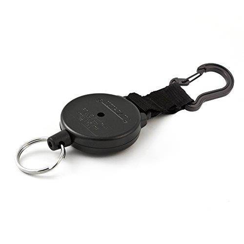 Key-Bak SECURIT XD Retractable Key Holder, 28" Kevlar Cord, 20 oz. Retraction, Durable Polycarbonate Case, Zinc Alloy Carabiner, Split Ring, Black