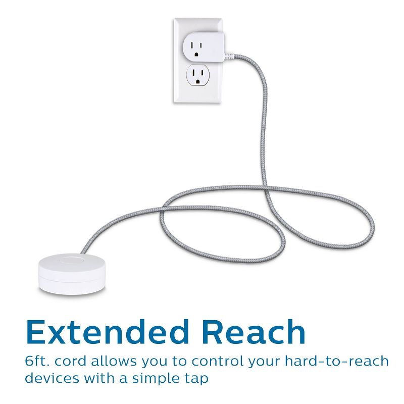Cordinate 6' Grounded Power Switch Tether on/off Braided Cord White
