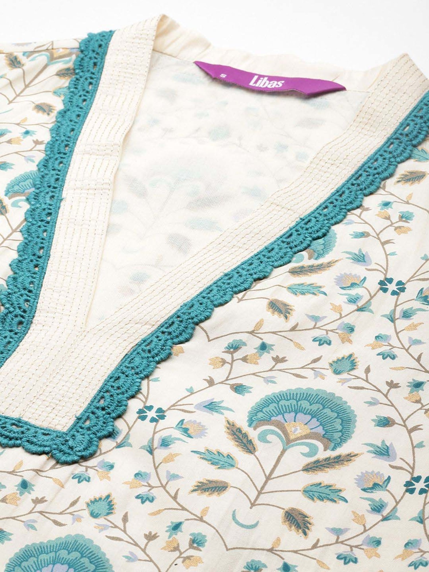 Libas Blue Printed Kurta Pant Set