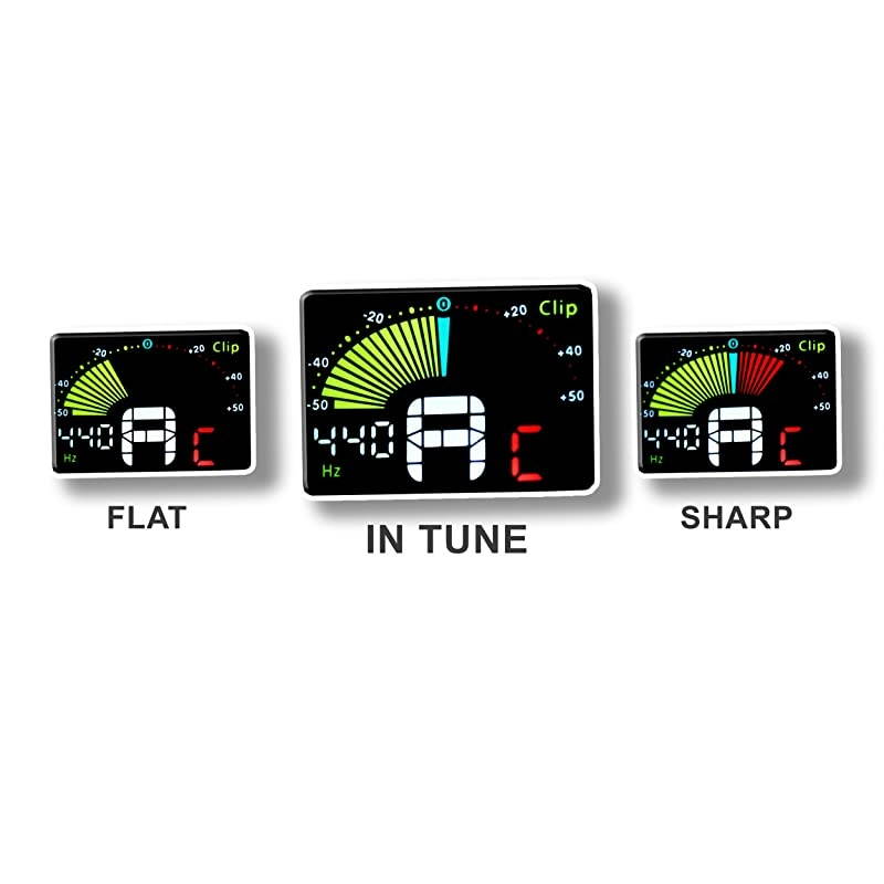 Tuner Chromatic Clipon Tuner for Guitar Bass Violin Ukulele Banjo Brass and Woodwind Instruments Bright Full Color Display Extra Mic Function A4 Pitch Calibration Transposition