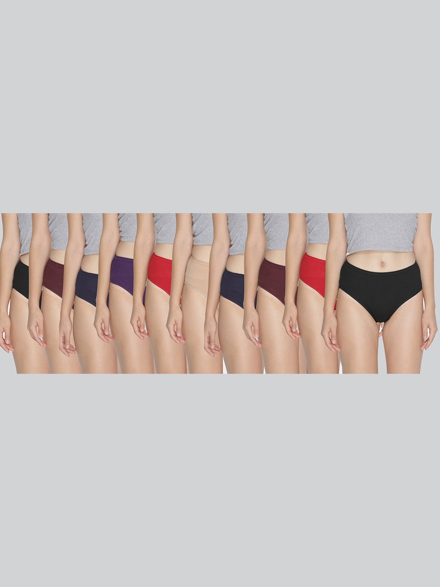 Lyra Assorted Color Cotton Hipster Panties - Pack Of 10